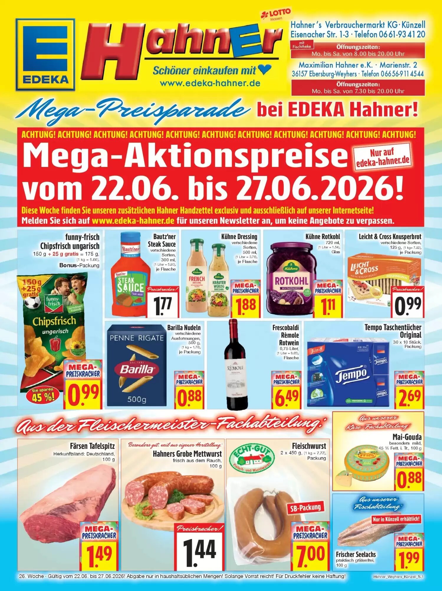 EDEKA Hahner Prospekt (ab 21.06.2026) zum Blättern - Seite 1