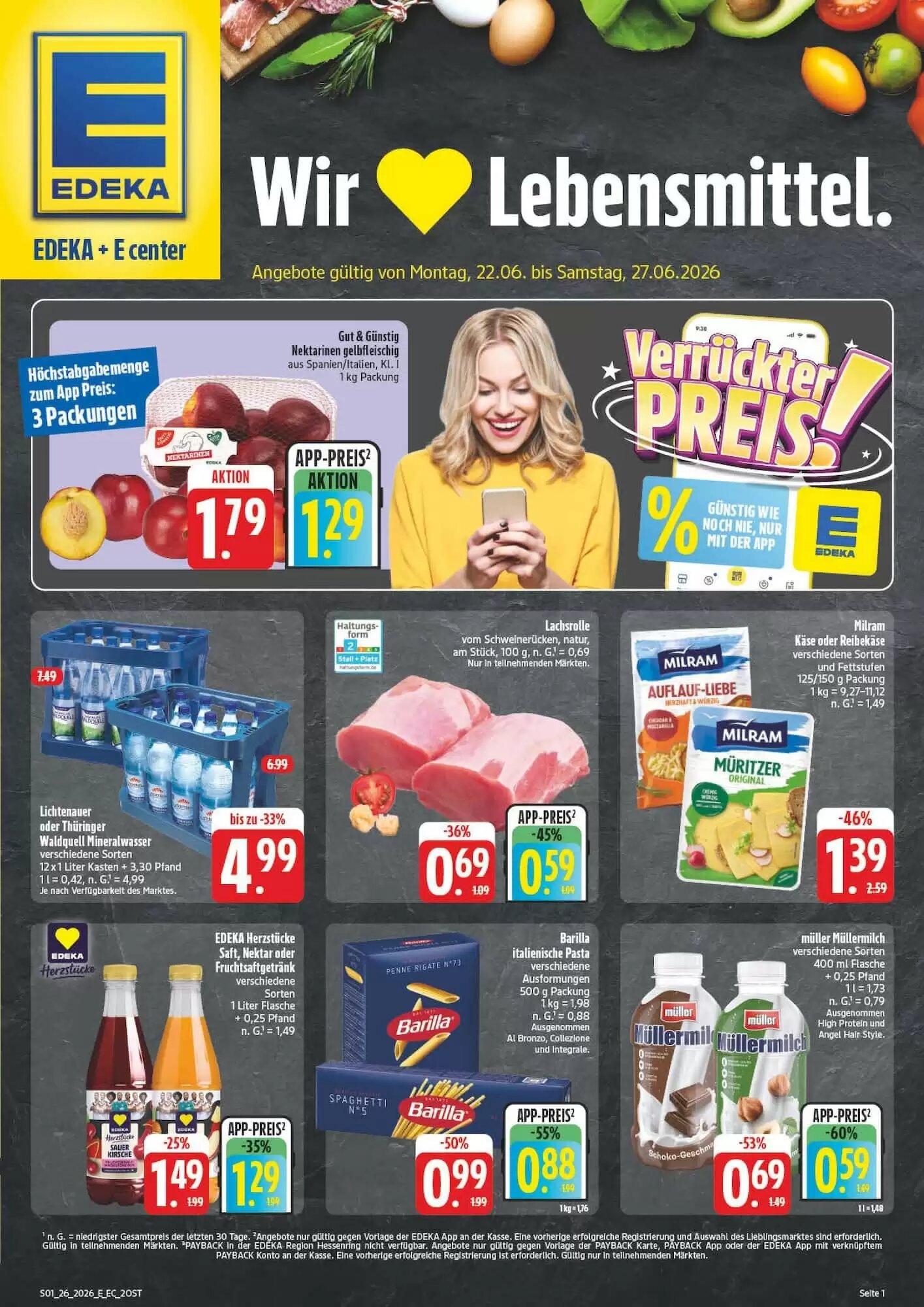 Edeka Aktiv Markt Prospekt (ab 22.06.2026) zum Blättern - Seite 1