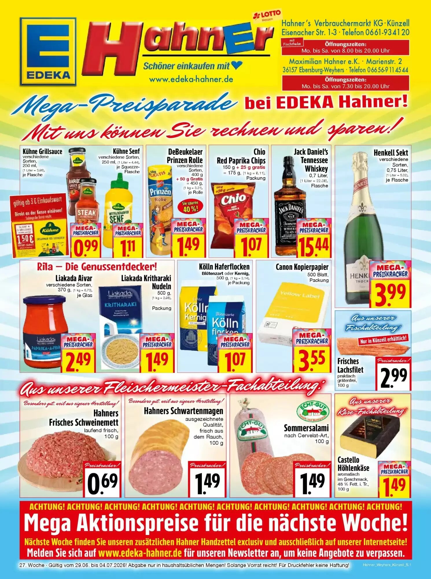 EDEKA Hahner Prospekt (ab 28.06.2026) zum Blättern - Seite 1