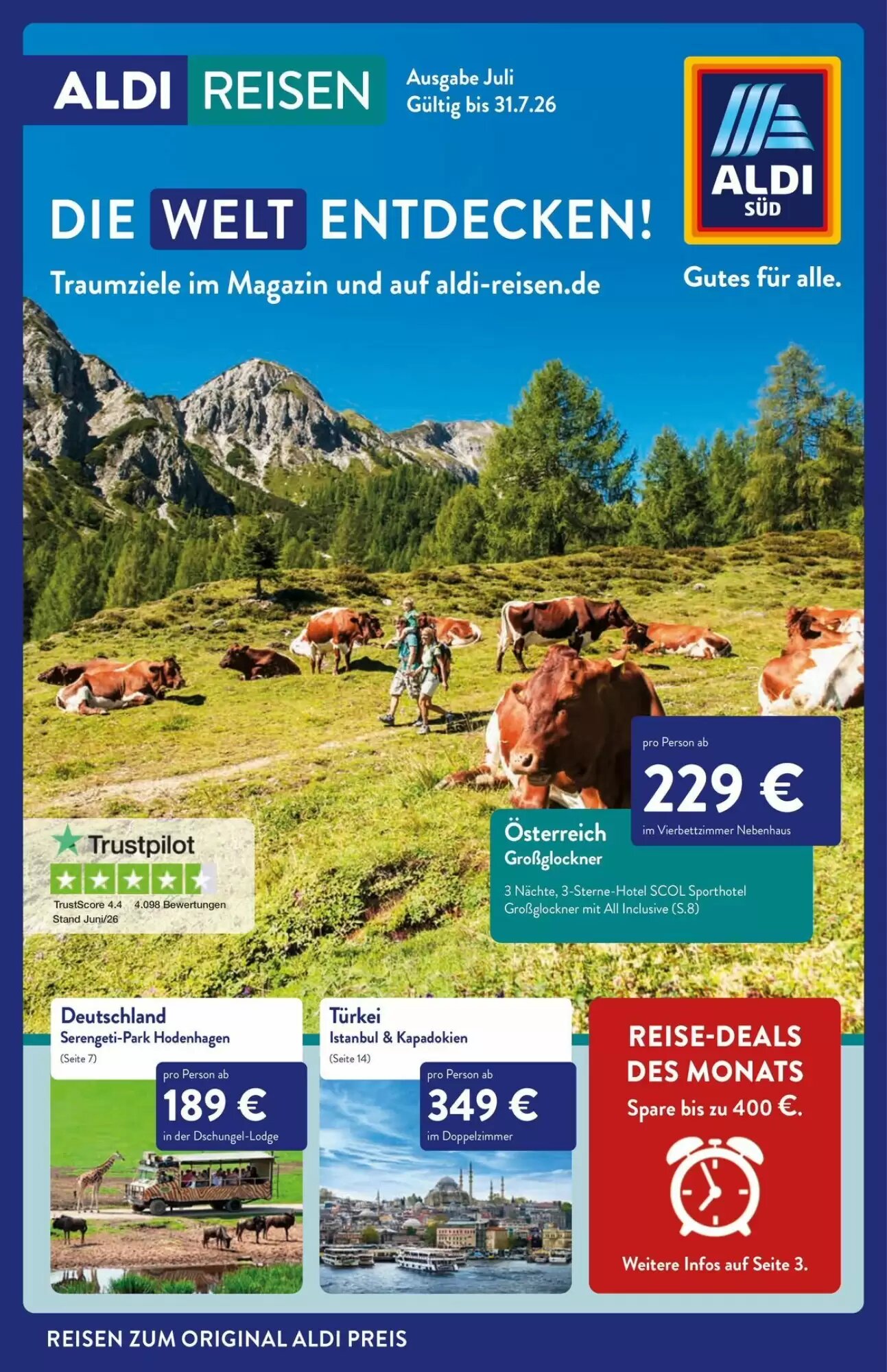 Aldi Süd Reisen Prospekt (ab 01.07.2026) zum Blättern - Seite 1