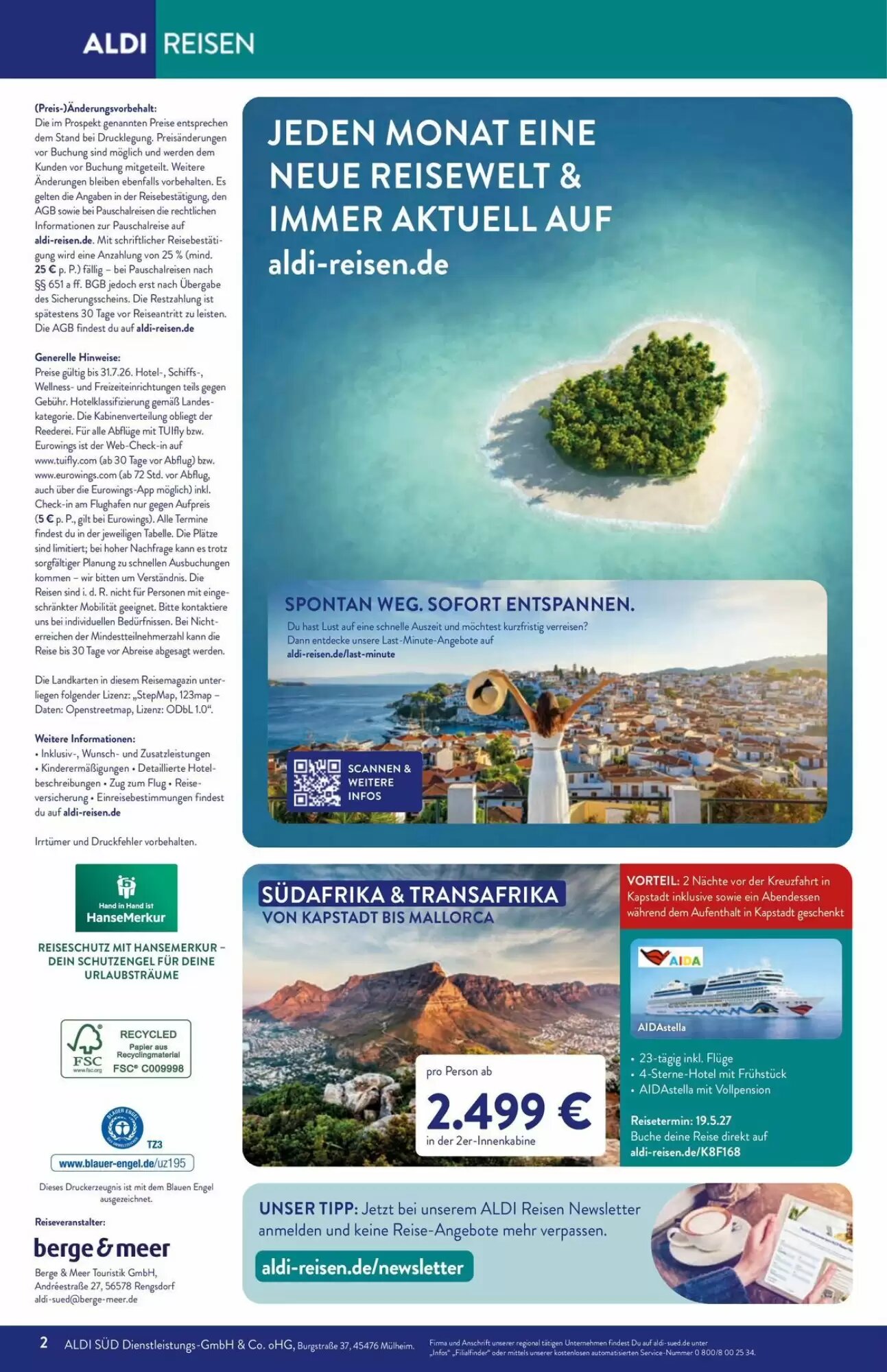 Aldi Süd Reisen Prospekt (ab 01.07.2026) zum Blättern - Seite 2