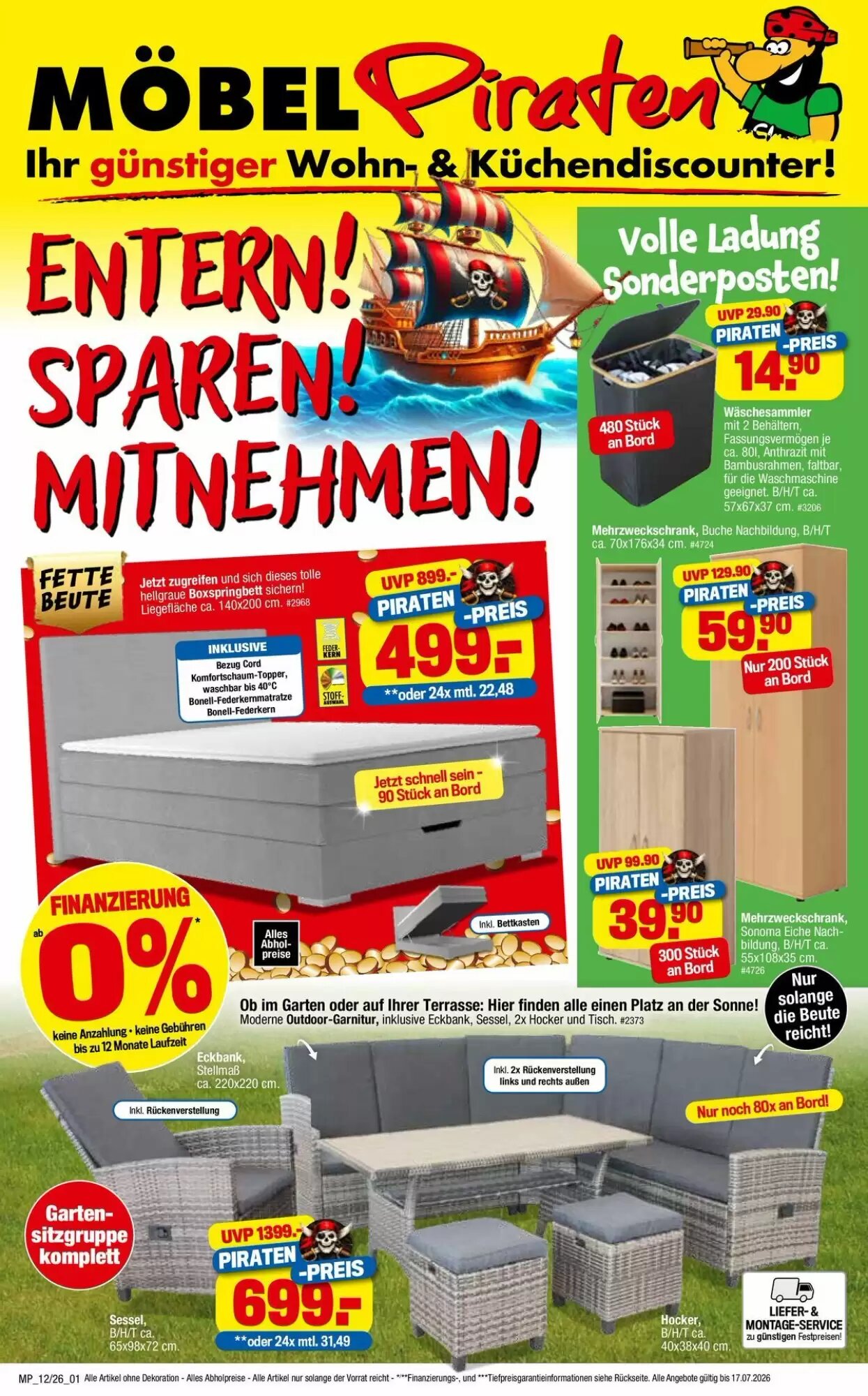 Möbelpiraten Prospekt (ab 01.07.2026) zum Blättern - Seite 1