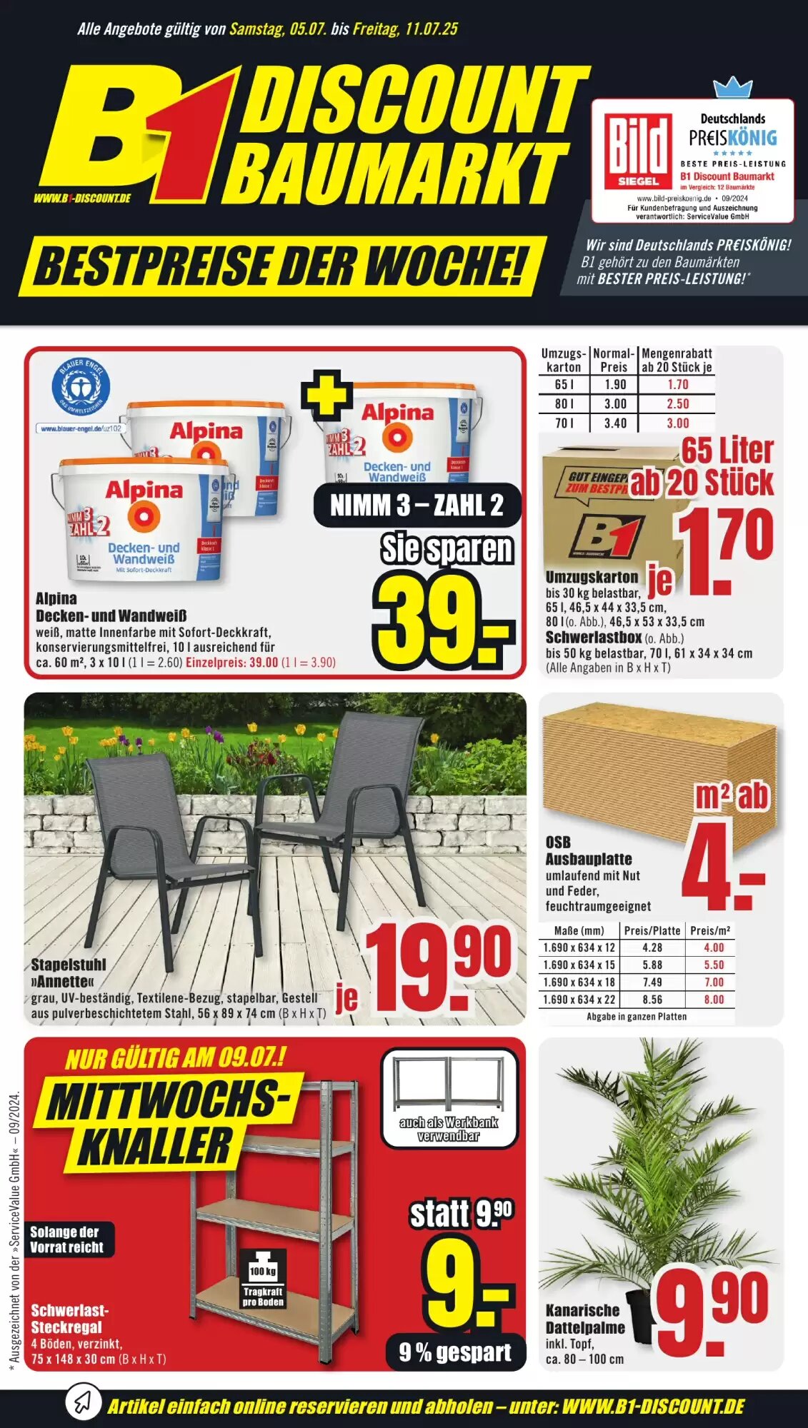B1 Discount Baumarkt Prospekt (ab 05.07.2026) zum Blättern - Seite 1