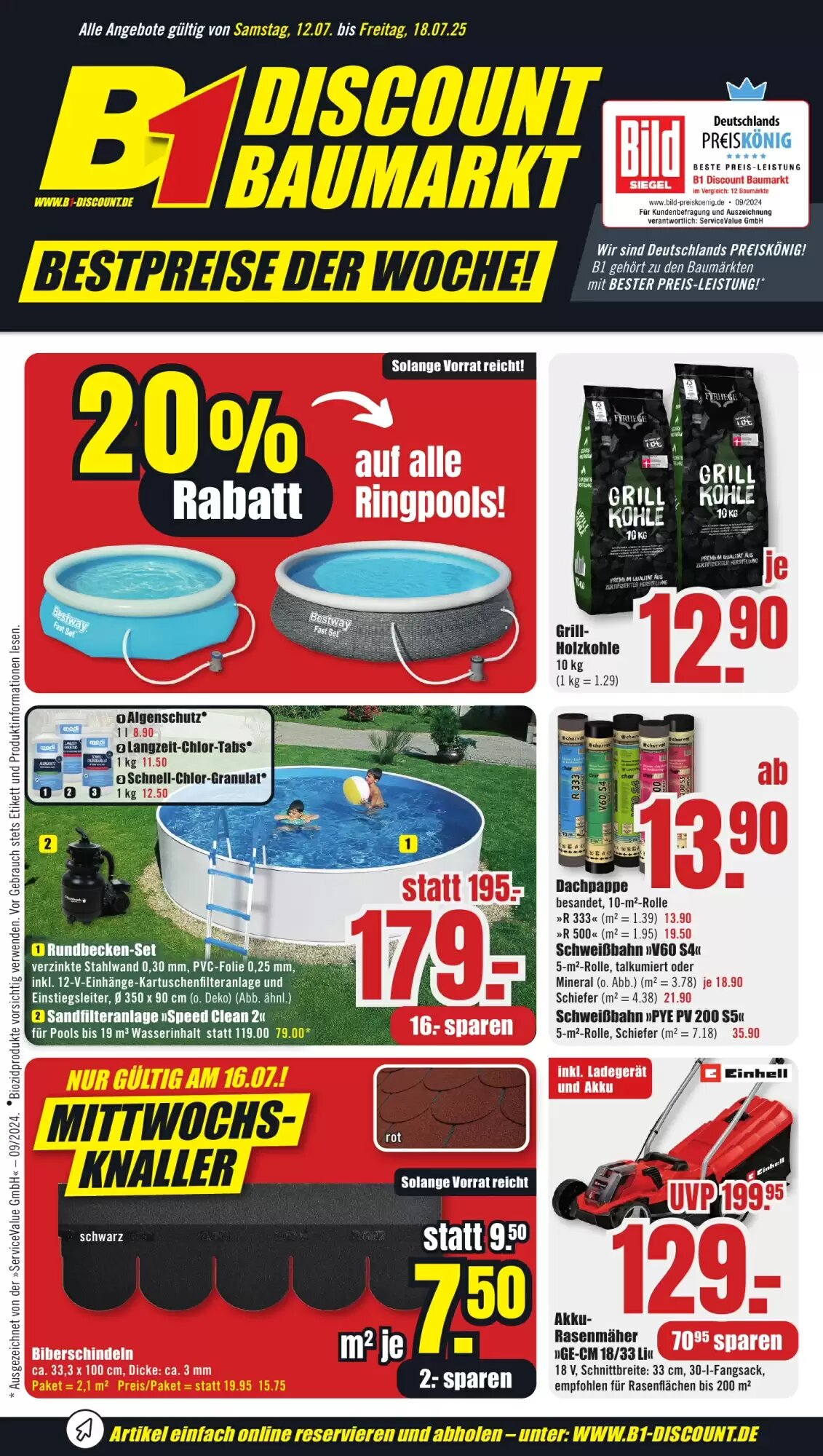 B1 Discount Baumarkt Prospekt (ab 12.07.2026) zum Blättern - Seite 1
