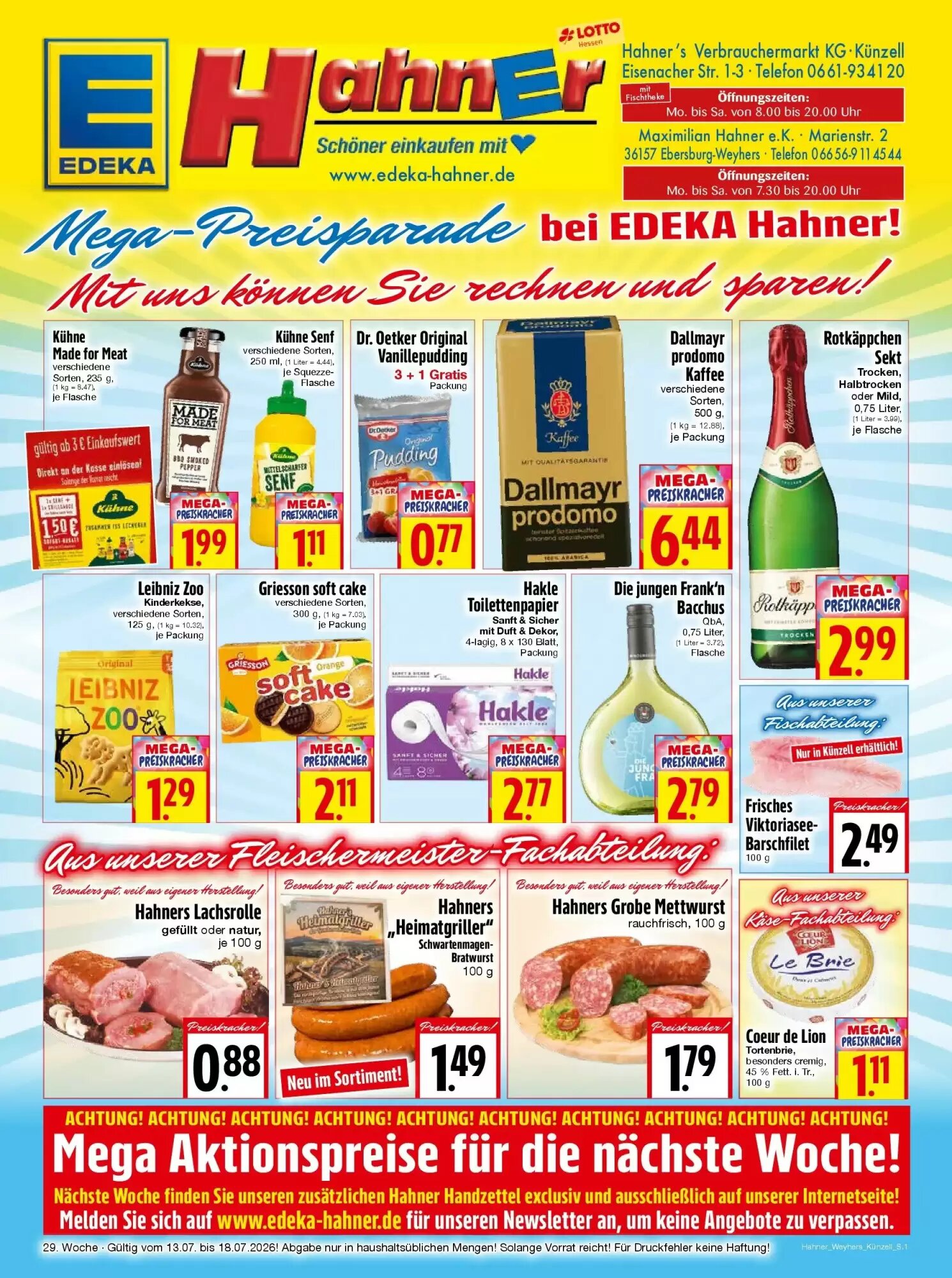 EDEKA Hahner Prospekt (ab 12.07.2026) zum Blättern - Seite 1