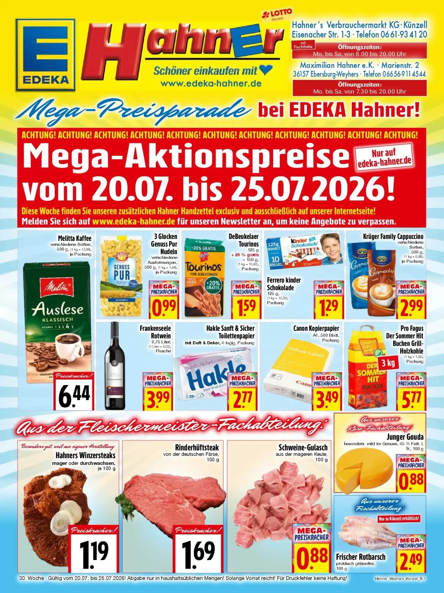 EDEKA Hahner Prospekt (ab 19.07.2026) zum Blättern - Seite 1