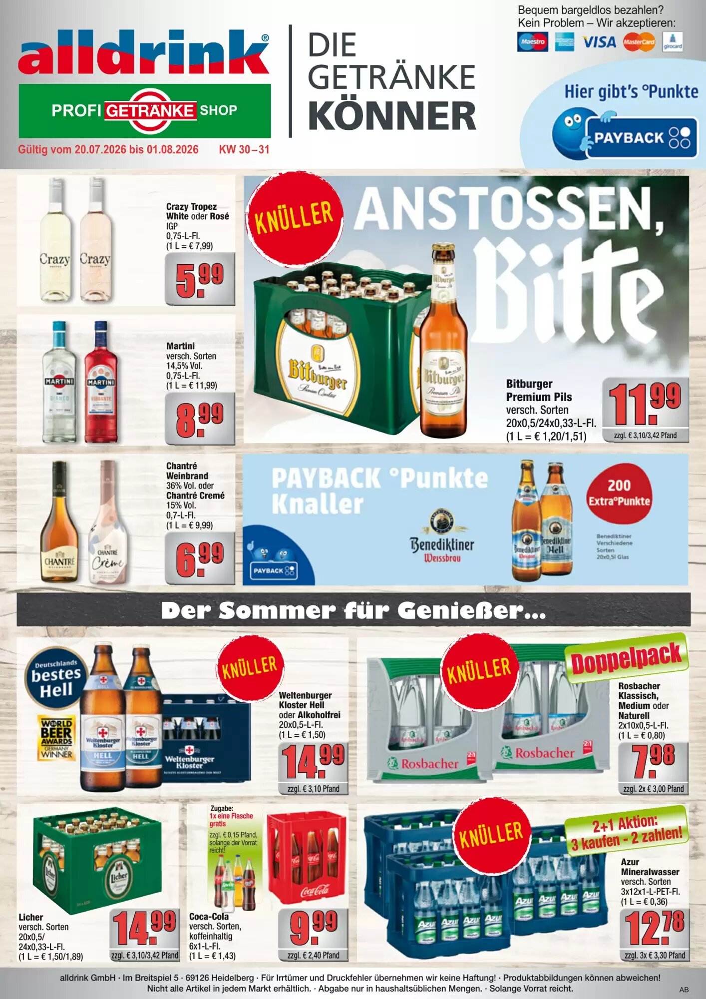 Profi Getränke Prospekt (ab 20.07.2026) zum Blättern - Seite 1