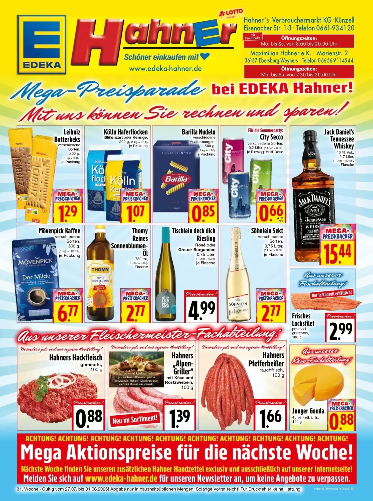 EDEKA Hahner Prospekt (ab 25.07.2026) zum Blättern - Seite 1