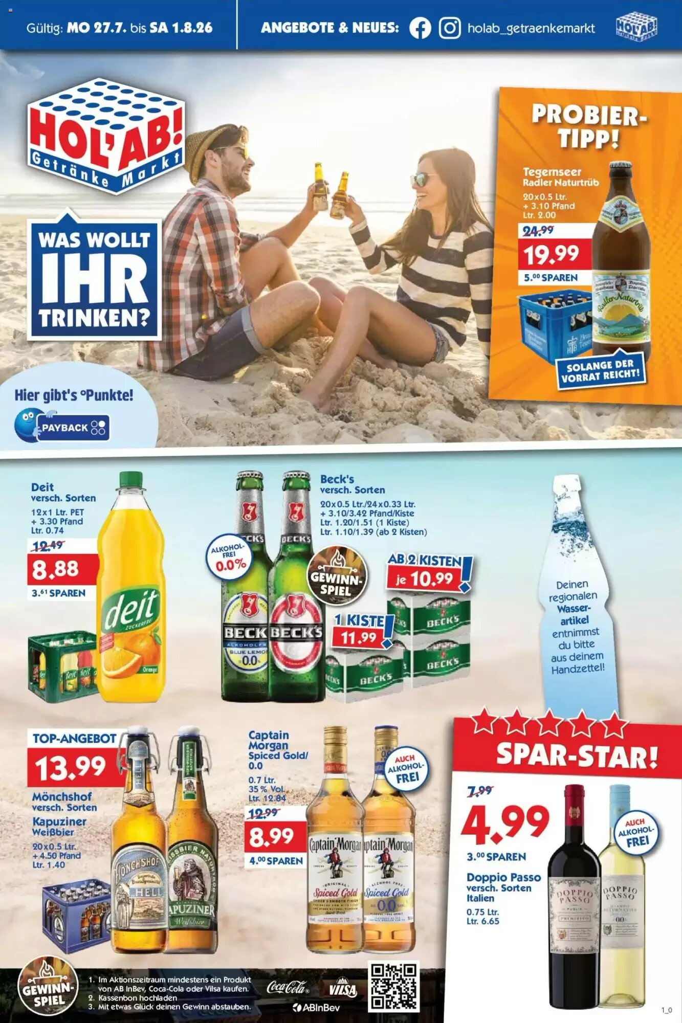 Hol'ab Getränkemarkt Prospekt (ab 27.07.2026) zum Blättern - Seite 1