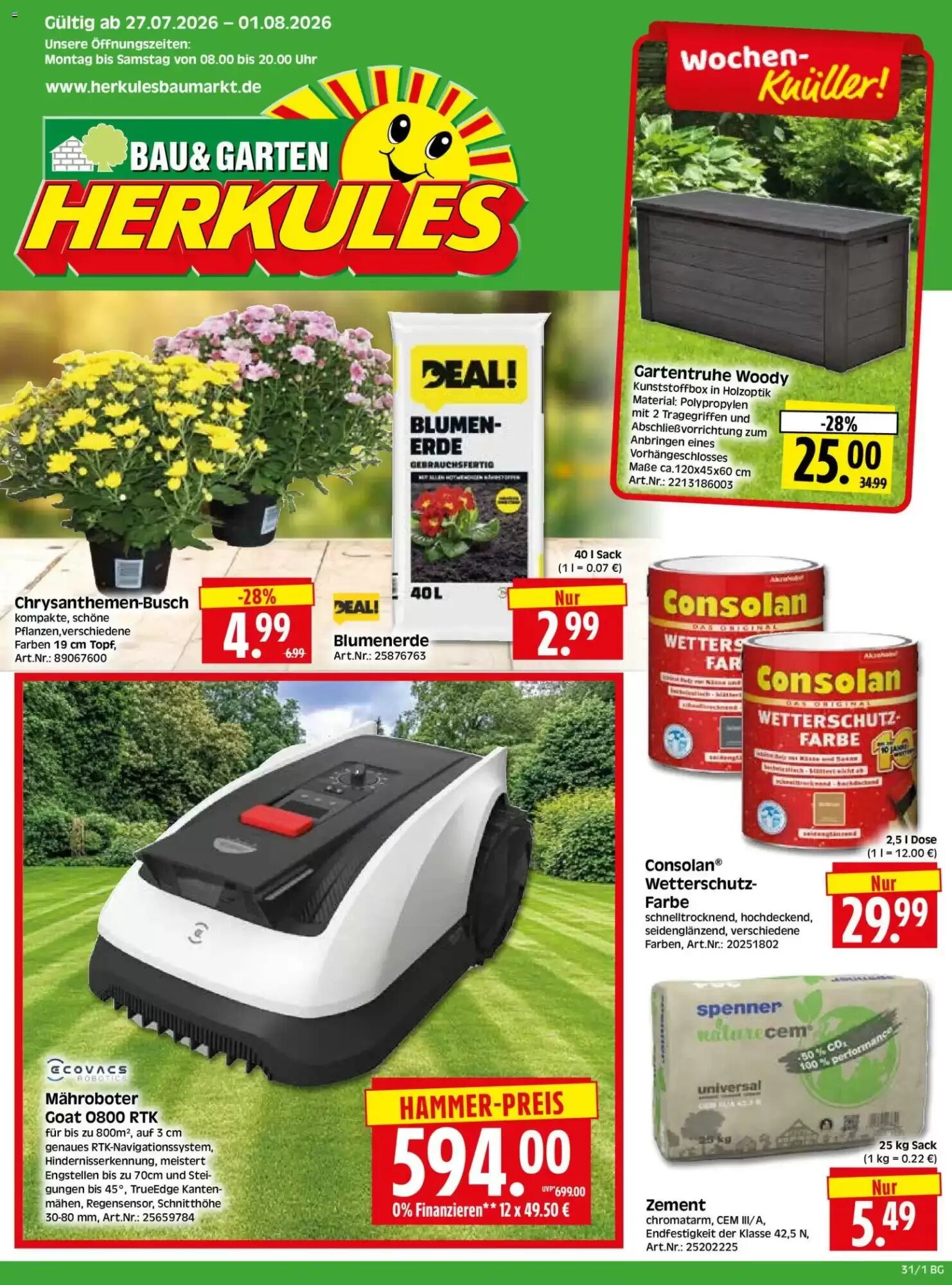 Herkules Baumarkt Prospekt (ab 27.07.2026) zum Blättern - Seite 1