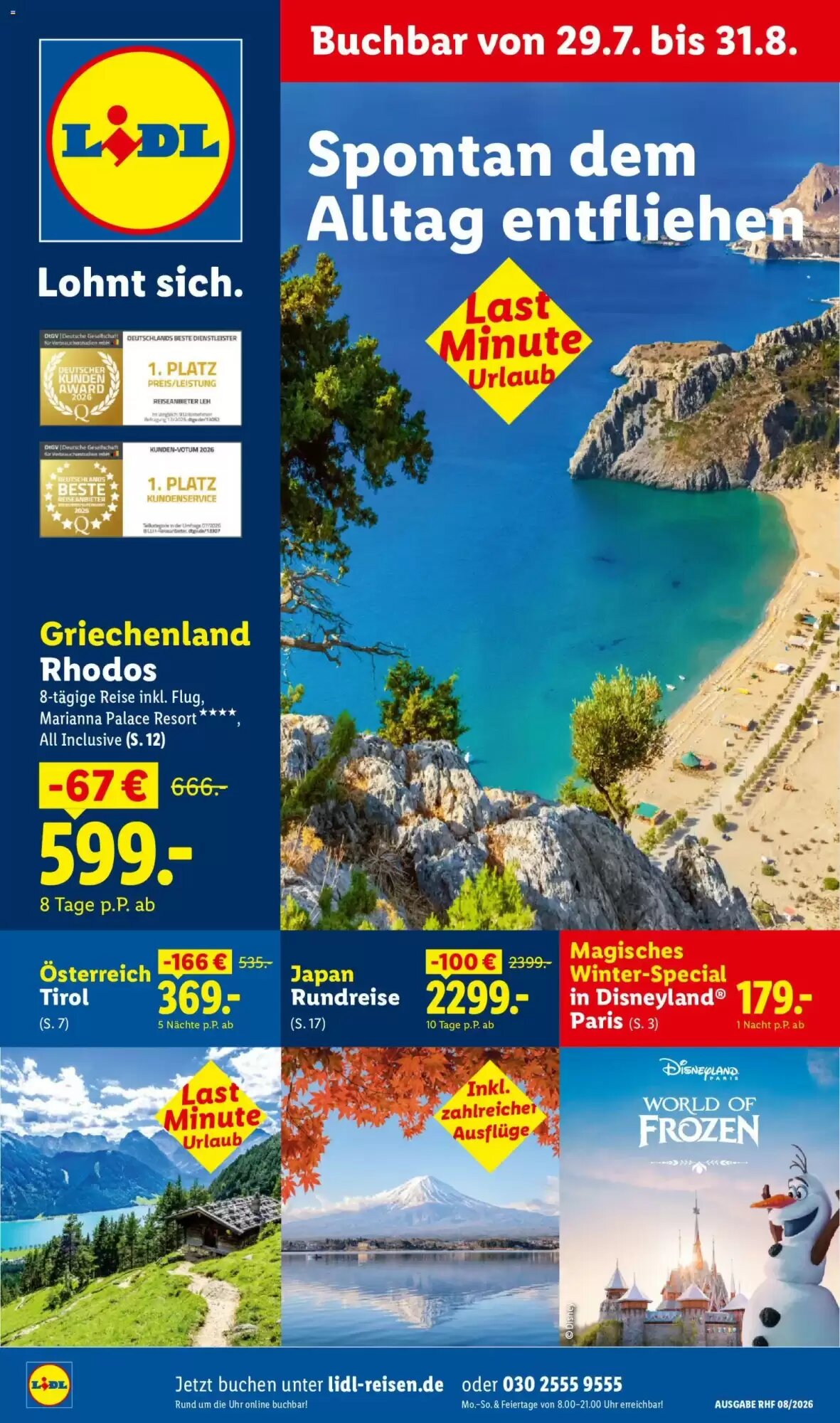 Lidl Reisen Prospekt (ab 29.07.2026) zum Blättern - Seite 1