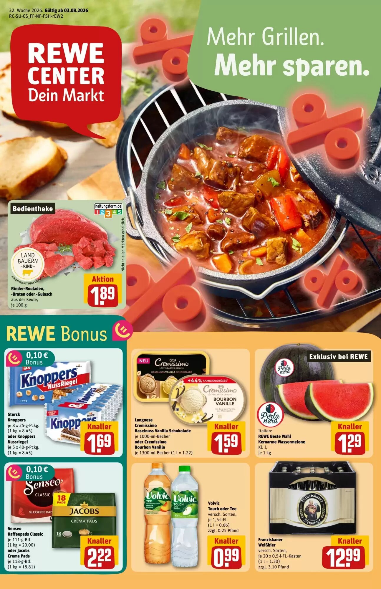 REWE Center Prospekt (ab 03.08.2026) zum Blättern - Seite 1