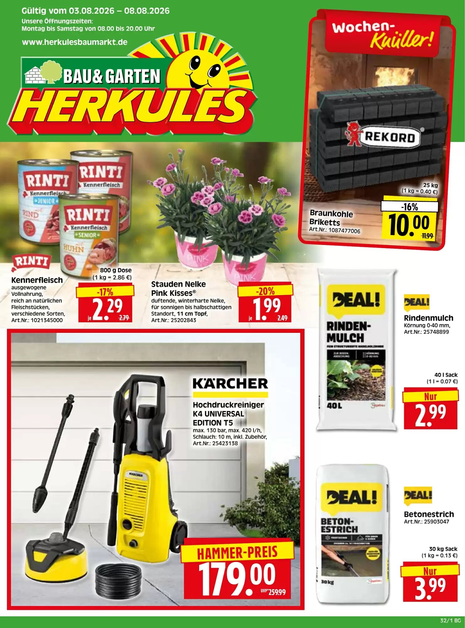 Herkules Baumarkt Prospekt (ab 03.08.2026) zum Blättern - Seite 1