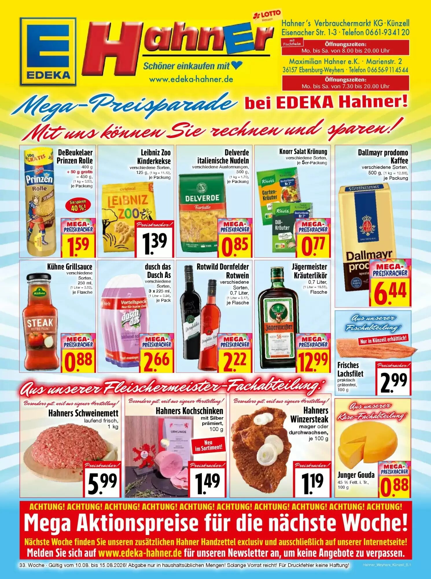 EDEKA Hahner Prospekt (ab 09.08.2026) zum Blättern - Seite 1