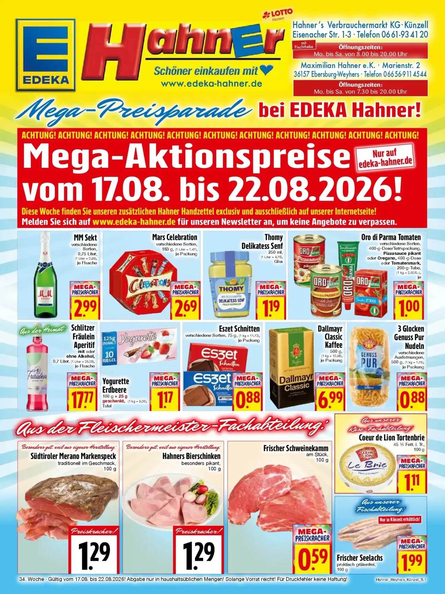 EDEKA Hahner Prospekt (ab 16.08.2026) zum Blättern - Seite 1