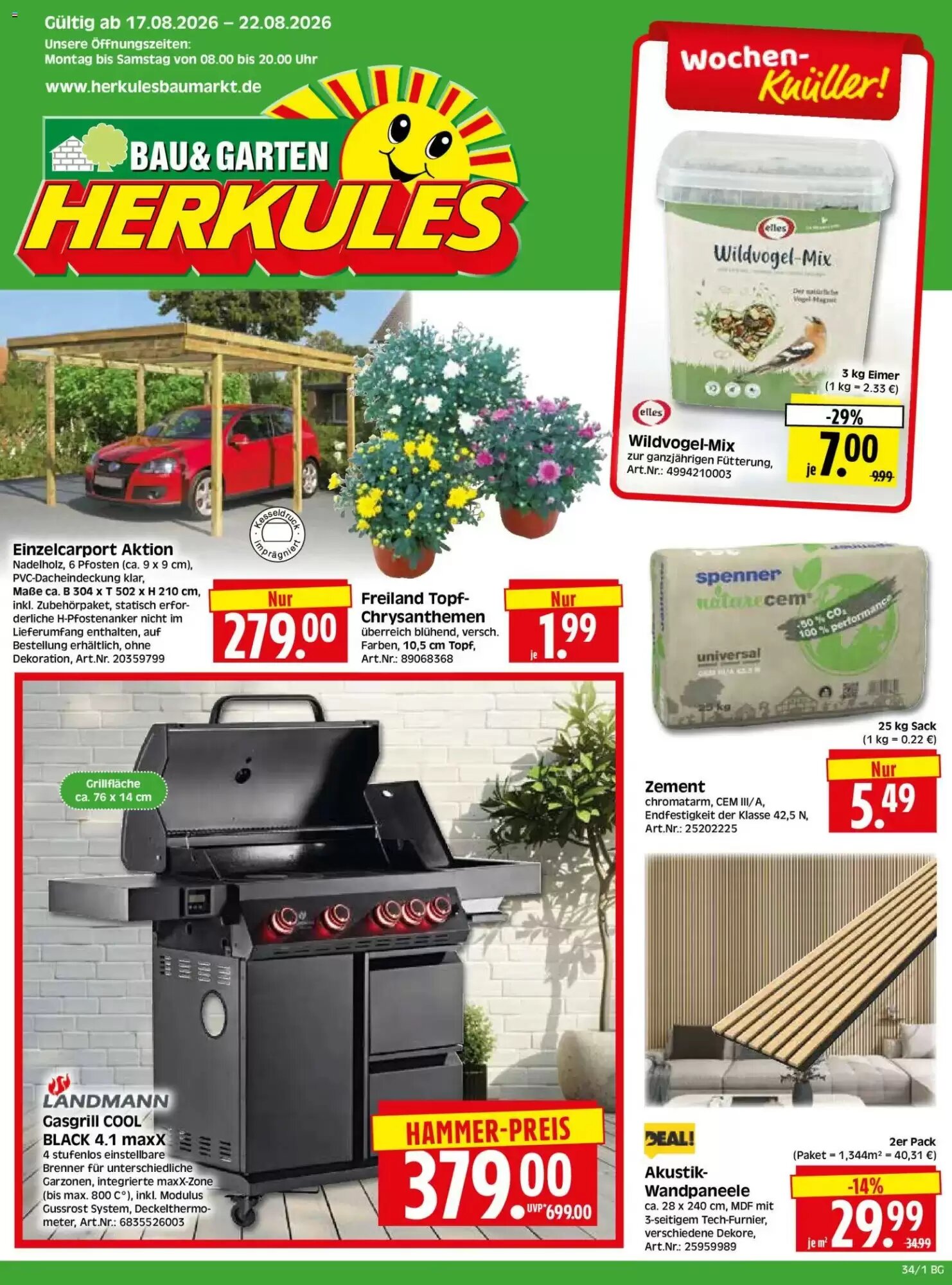 Herkules Baumarkt Prospekt (ab 17.08.2026) zum Blättern - Seite 1