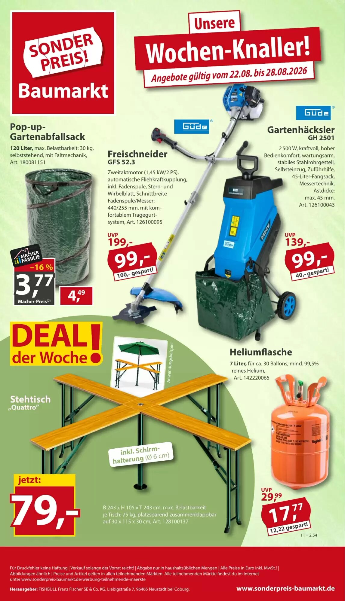 Sonderpreis Baumarkt Prospekt (ab 22.08.2026) zum Blättern - Seite 1