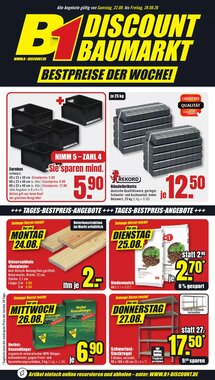 B1 Discount Baumarkt Prospekt (ab 22.08.2026) zum Blättern
