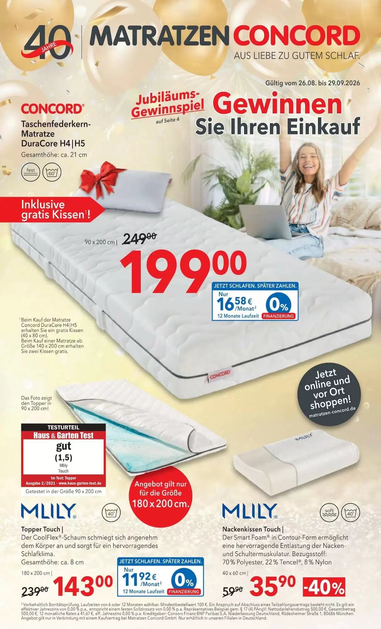 Matratzen Concord Prospekt (ab 26.08.2026) zum Blättern - Seite 1