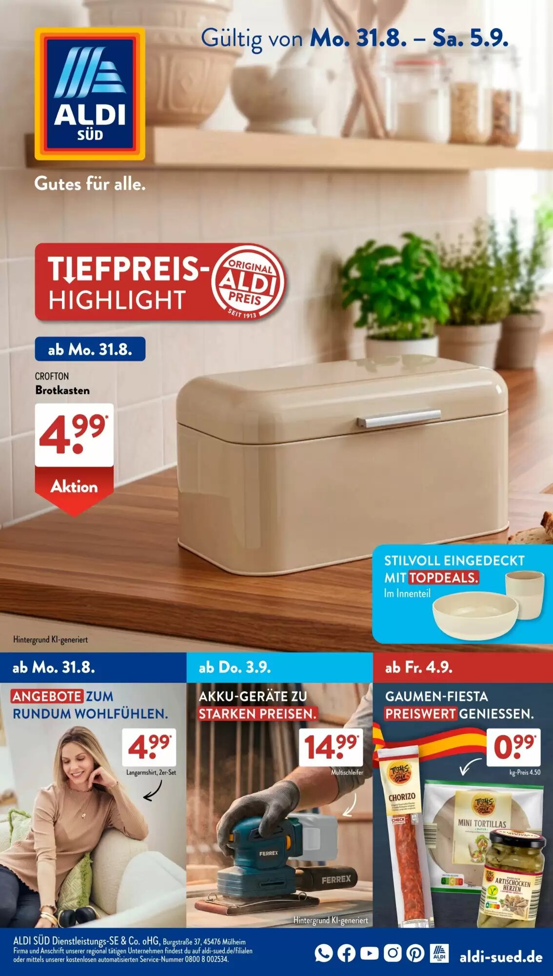 Aldi Süd Prospekt (ab 31.08.2026) zum Blättern - Seite 1