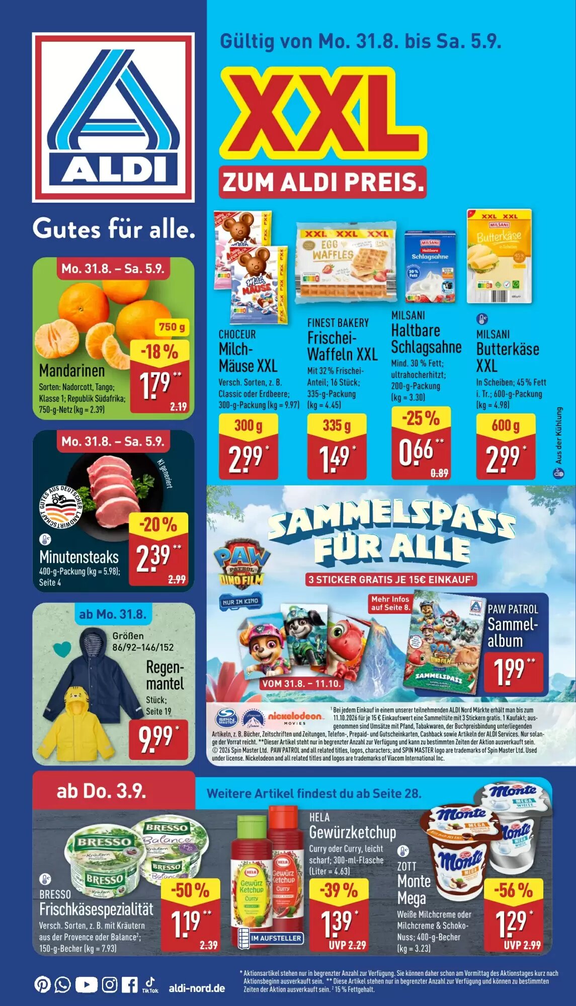 Aldi Nord Prospekt (ab 31.08.2026) zum Blättern - Seite 1