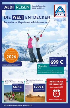 ALDI Nord Reisen Prospekt (ab 01.09.2026) zum Blättern