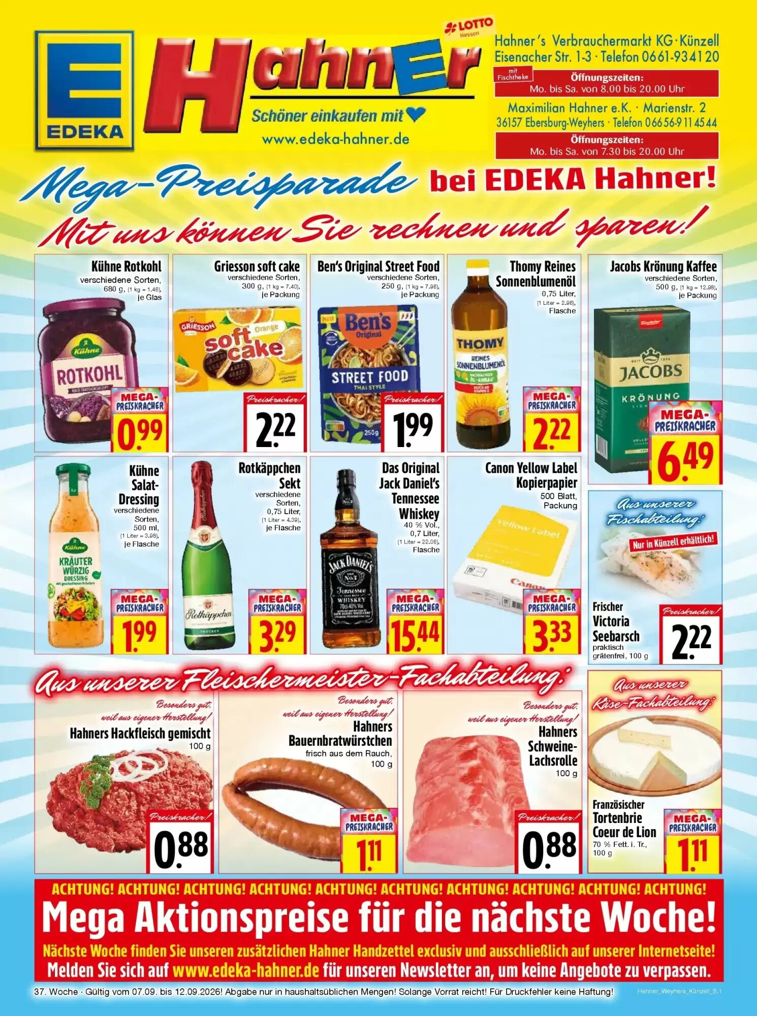 EDEKA Hahner Prospekt (ab 06.09.2026) zum Blättern - Seite 1