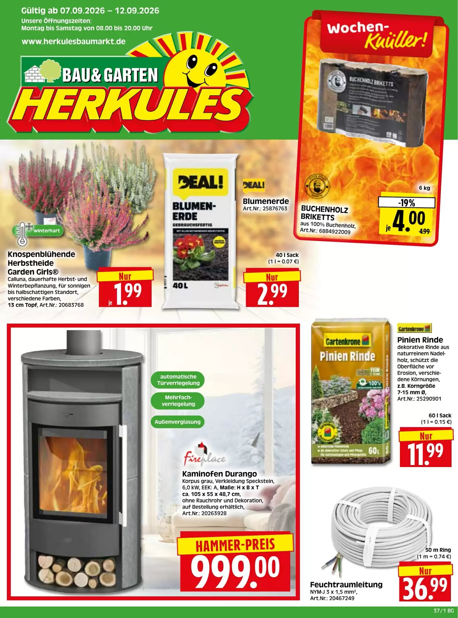 Herkules Baumarkt Prospekt (ab 07.09.2026) zum Blättern - Seite 1