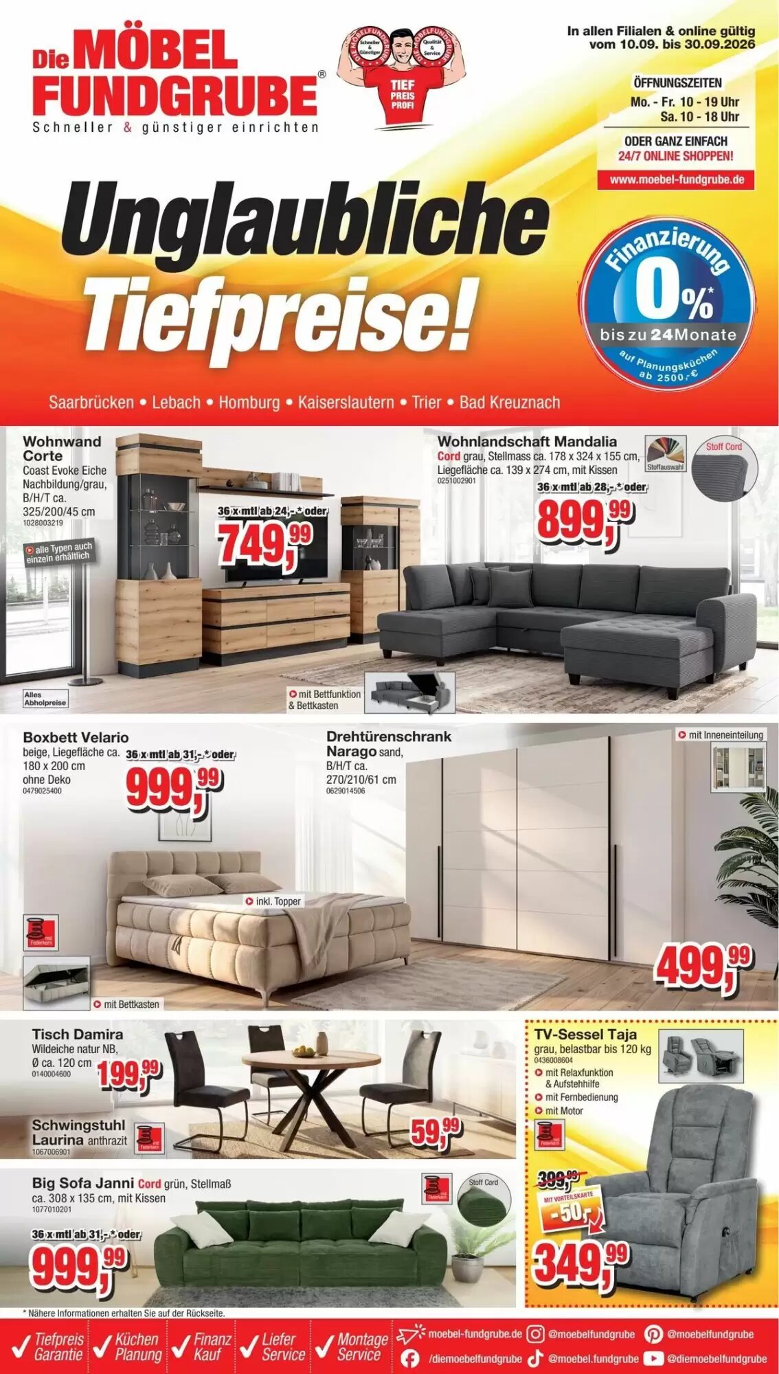 Möbelfundgrube Prospekt (ab 10.09.2026) zum Blättern - Seite 1