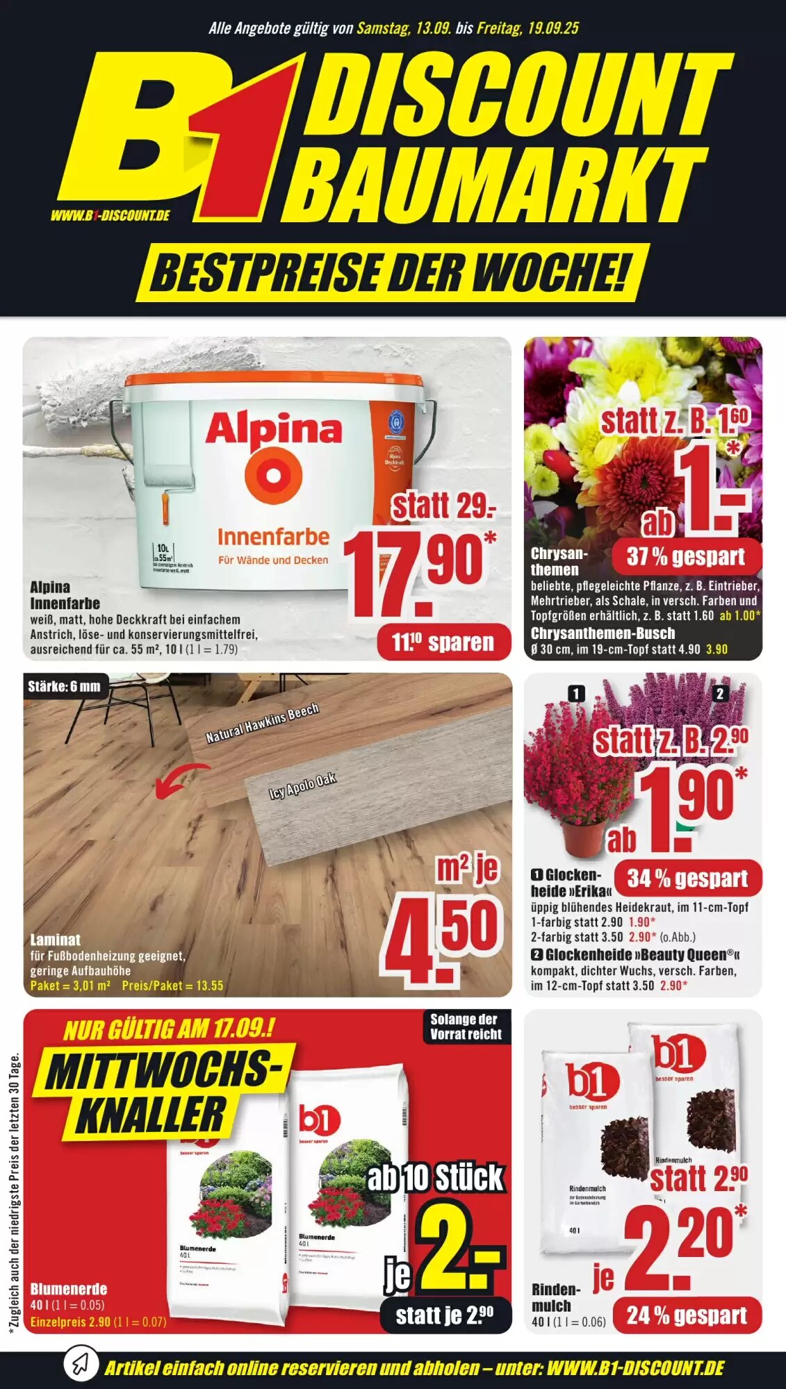 B1 Discount Baumarkt Prospekt (ab 12.09.2026) zum Blättern - Seite 1