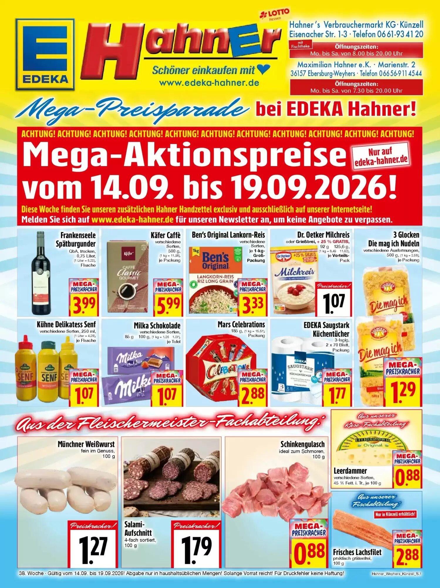 EDEKA Hahner Prospekt (ab 13.09.2026) zum Blättern - Seite 1