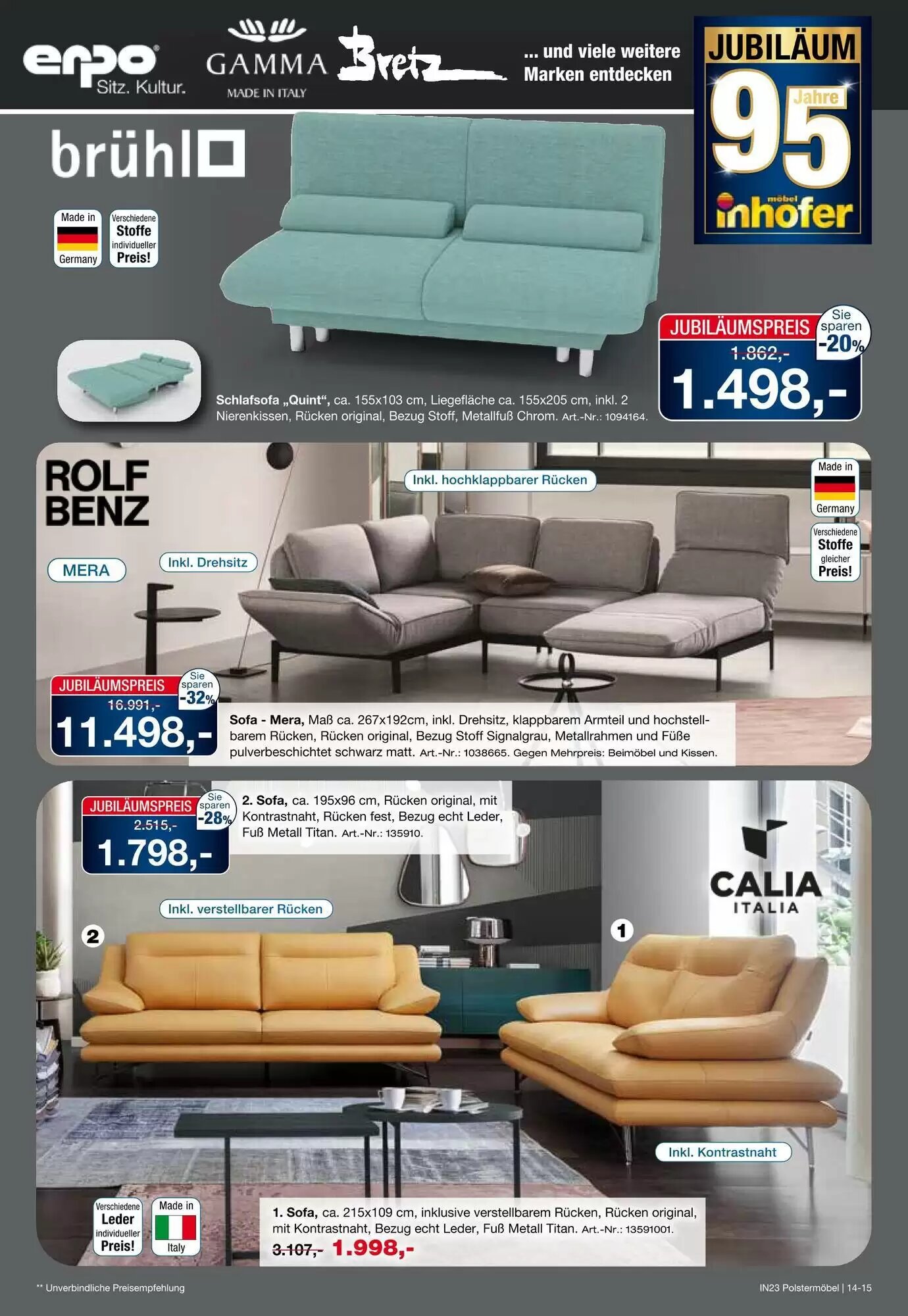Möbel Inhofer Prospekt (ab 17.09.2026) zum Blättern - Seite 15