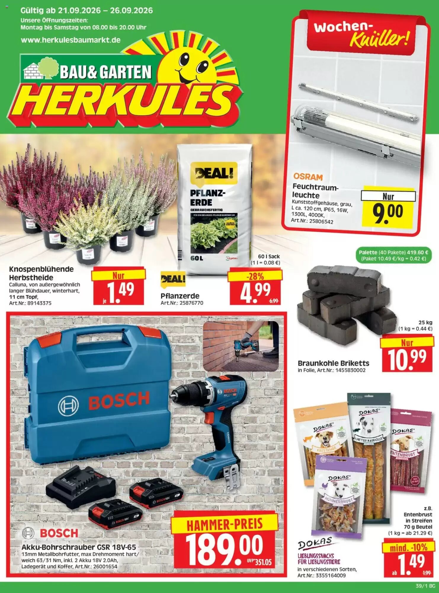 Herkules Baumarkt Prospekt (ab 21.09.2026) zum Blättern - Seite 1