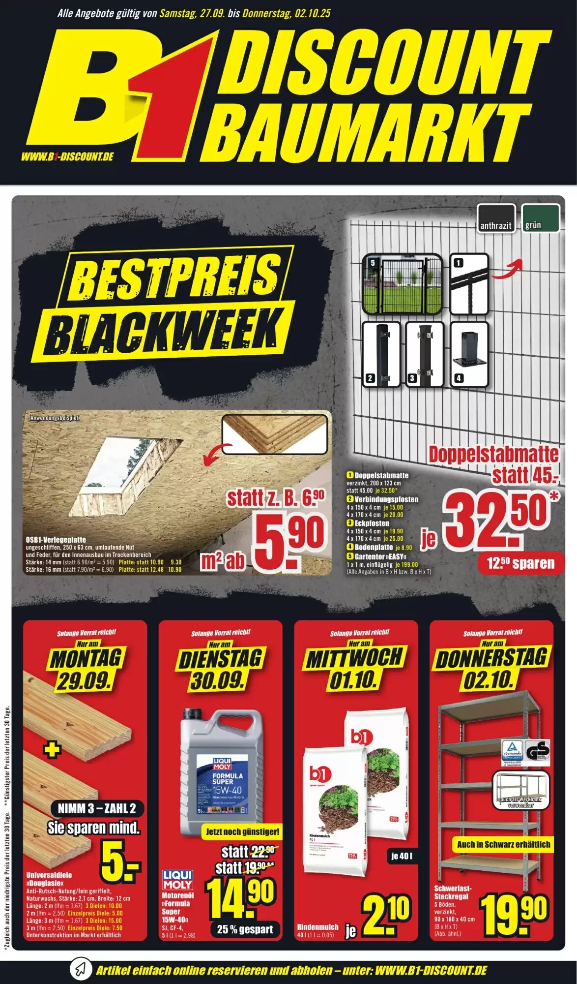 B1 Discount Baumarkt Prospekt (ab 27.09.2026) zum Blättern - Seite 1