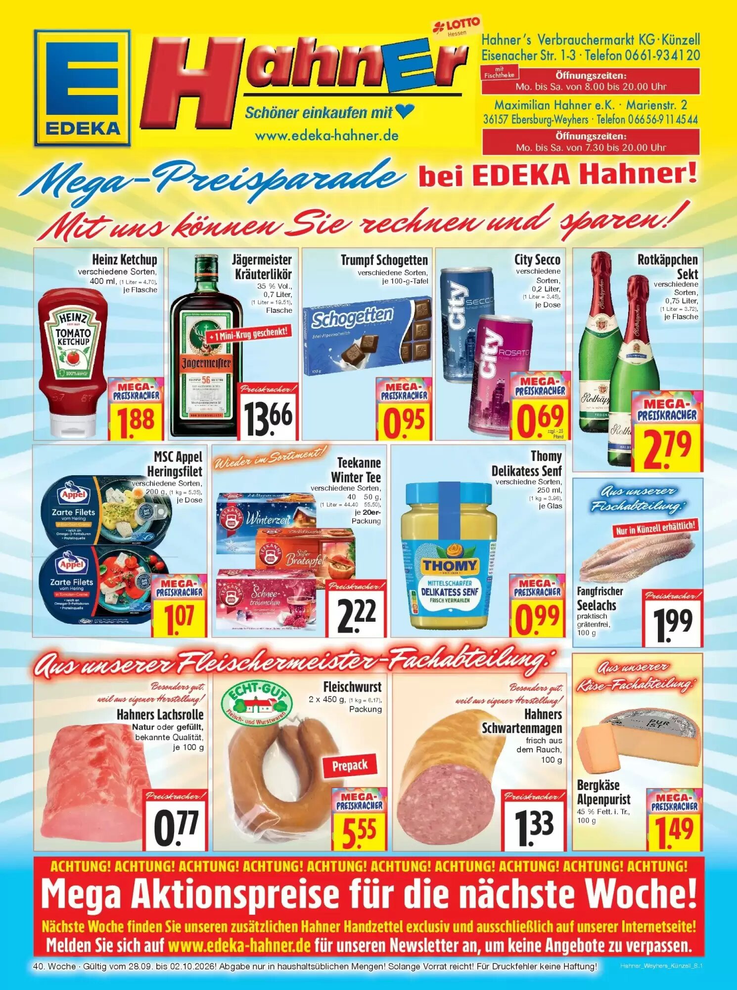 EDEKA Hahner Prospekt (ab 27.09.2026) zum Blättern - Seite 1