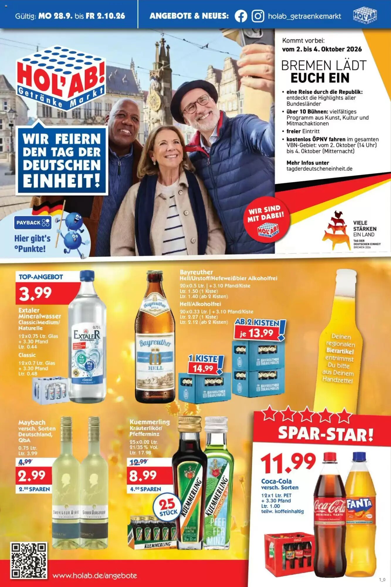 Hol'ab Getränkemarkt Prospekt (ab 28.09.2026) zum Blättern - Seite 1