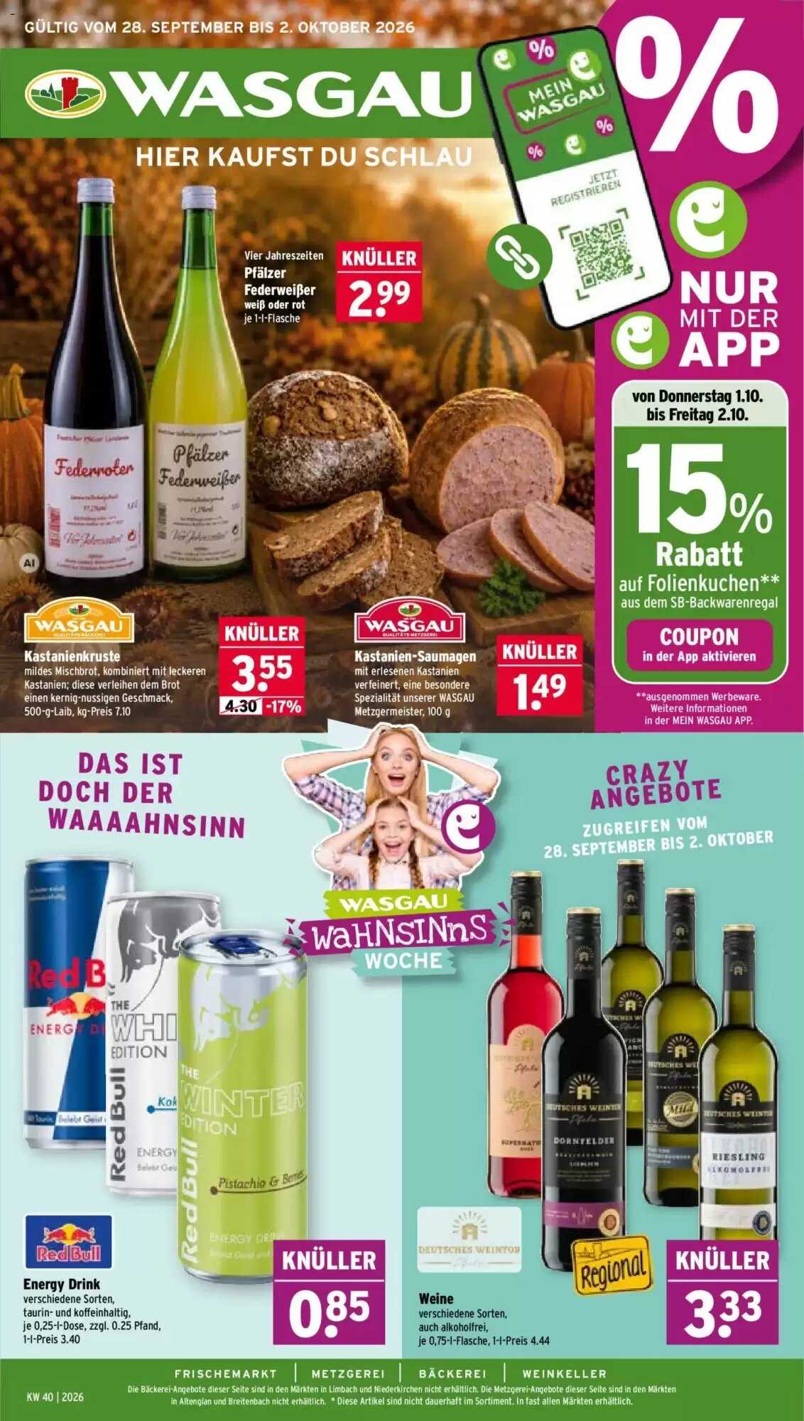 Wasgau Prospekt (ab 28.09.2026) zum Blättern - Seite 1