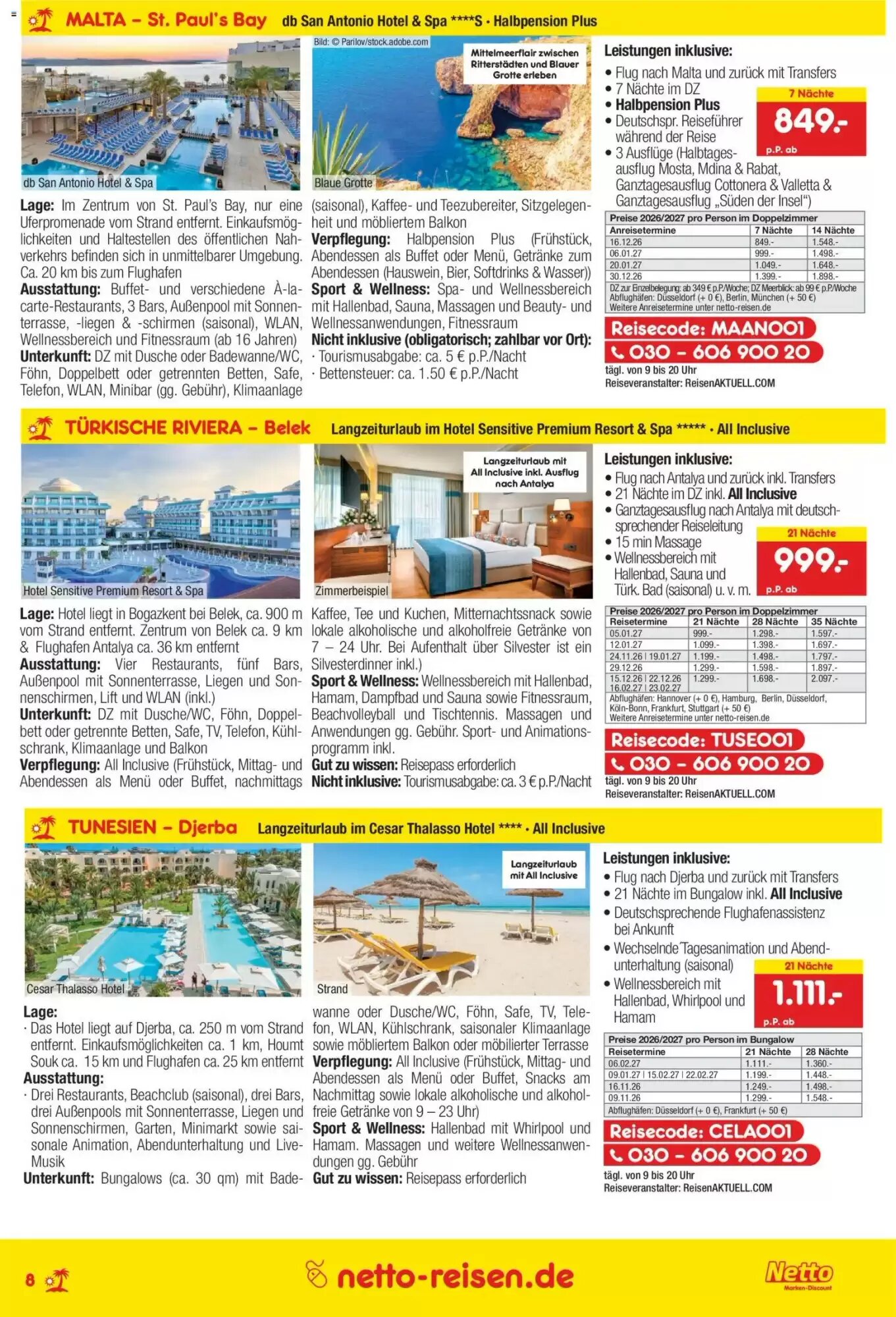 Netto Reisen Prospekt (ab 01.10.2026) zum Blättern - Seite 8