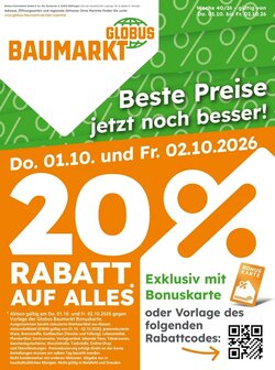 Globus Baumarkt Prospekt (ab 01.10.2026) zum Blättern