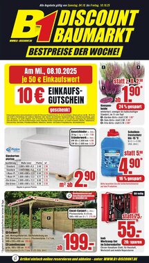 B1 Discount Baumarkt Prospekt (ab 04.10.2026) zum Blättern