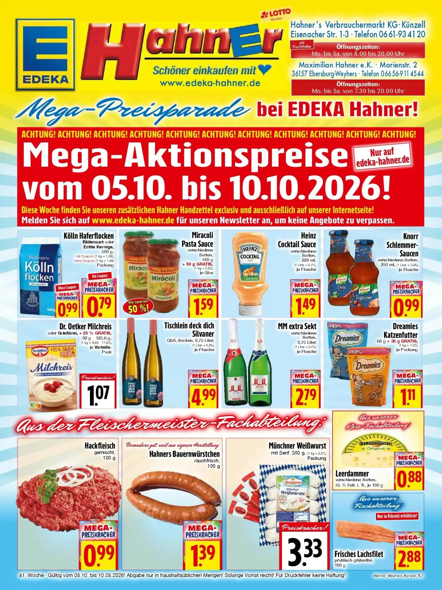EDEKA Hahner Prospekt (ab 04.10.2026) zum Blättern - Seite 1