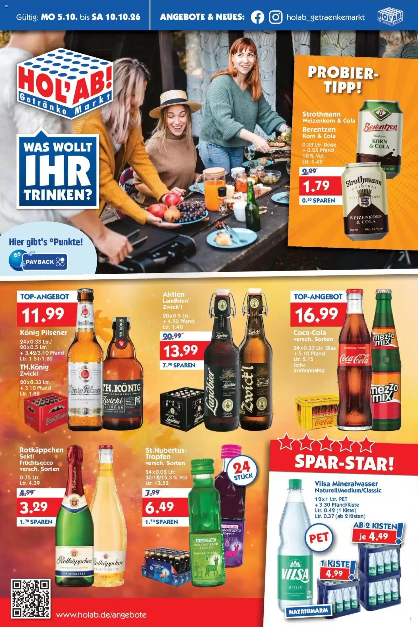 Hol'ab Getränkemarkt Prospekt (ab 05.10.2026) zum Blättern - Seite 1