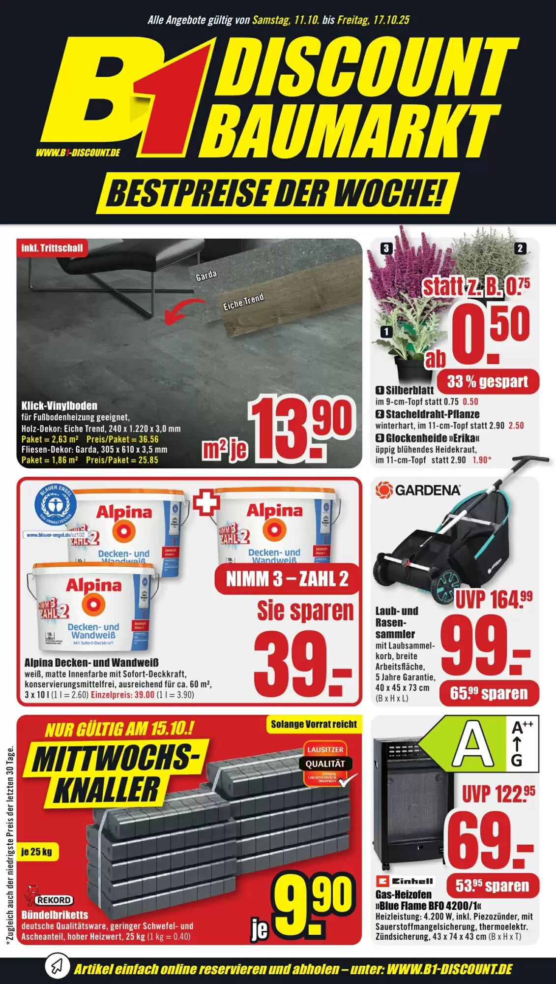 B1 Discount Baumarkt Prospekt (ab 11.10.2026) zum Blättern - Seite 1