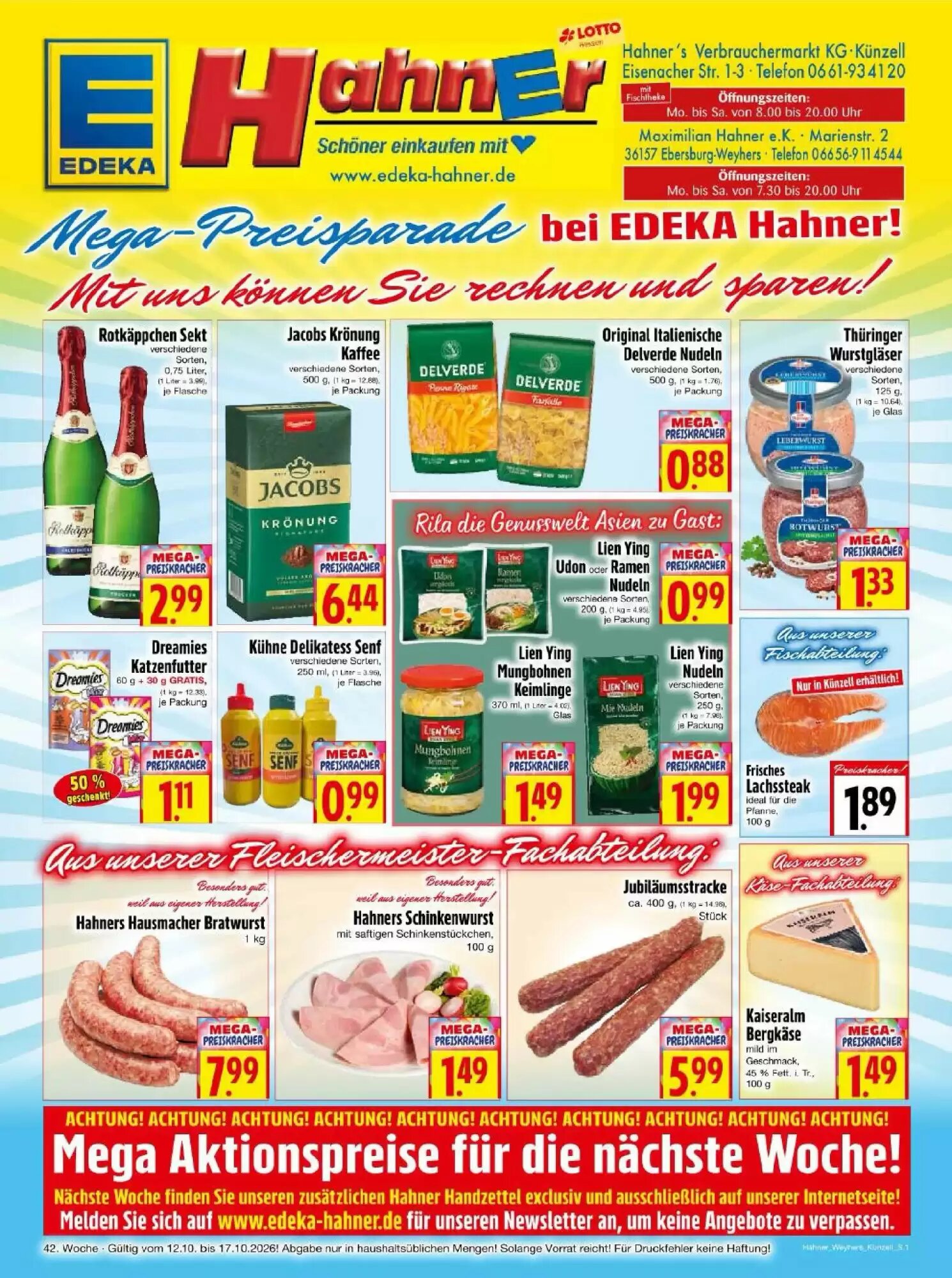 EDEKA Hahner Prospekt (ab 11.10.2026) zum Blättern - Seite 1