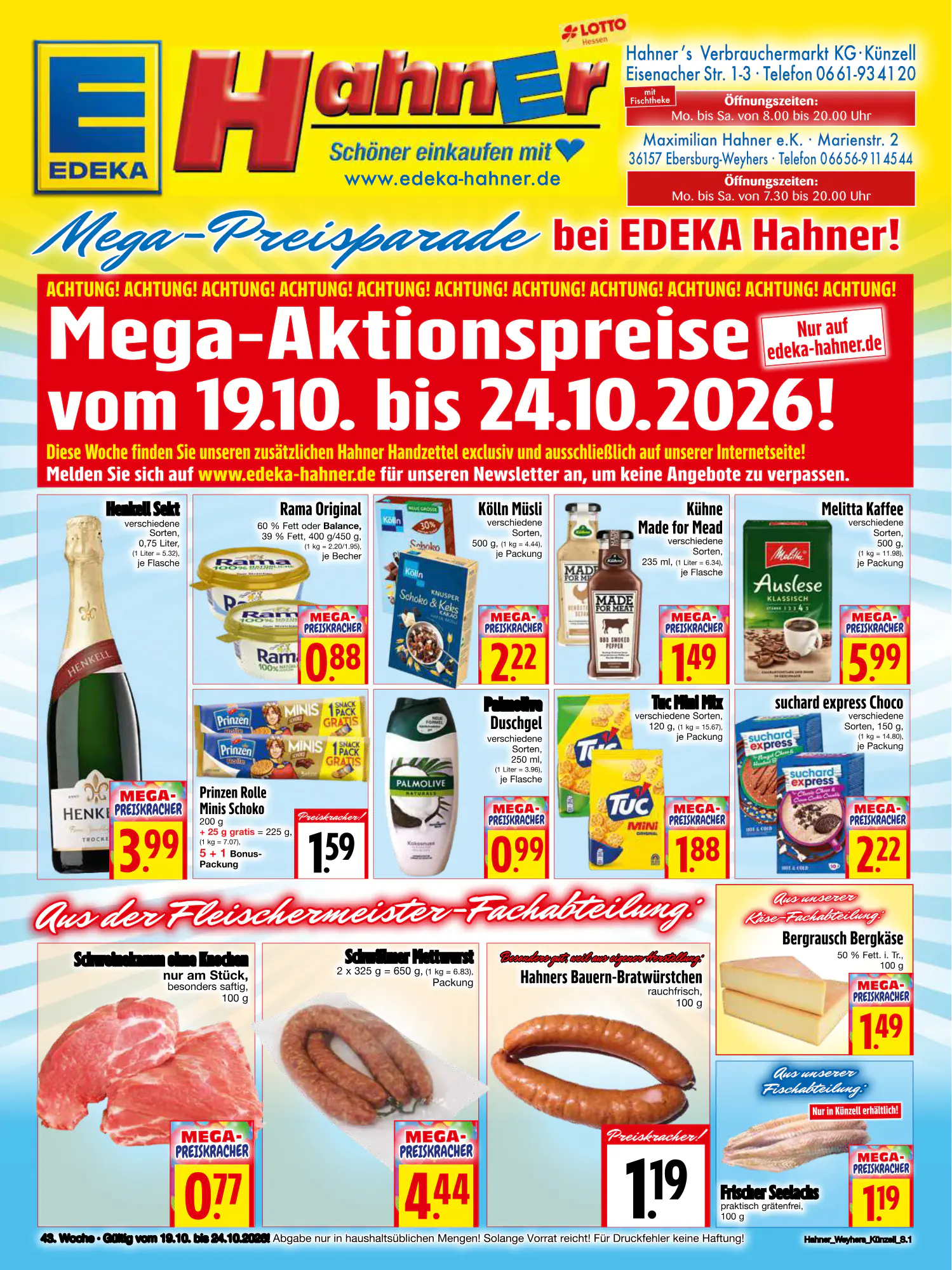 EDEKA Hahner Prospekt (ab 19.10.2026) zum Blättern - Seite 1