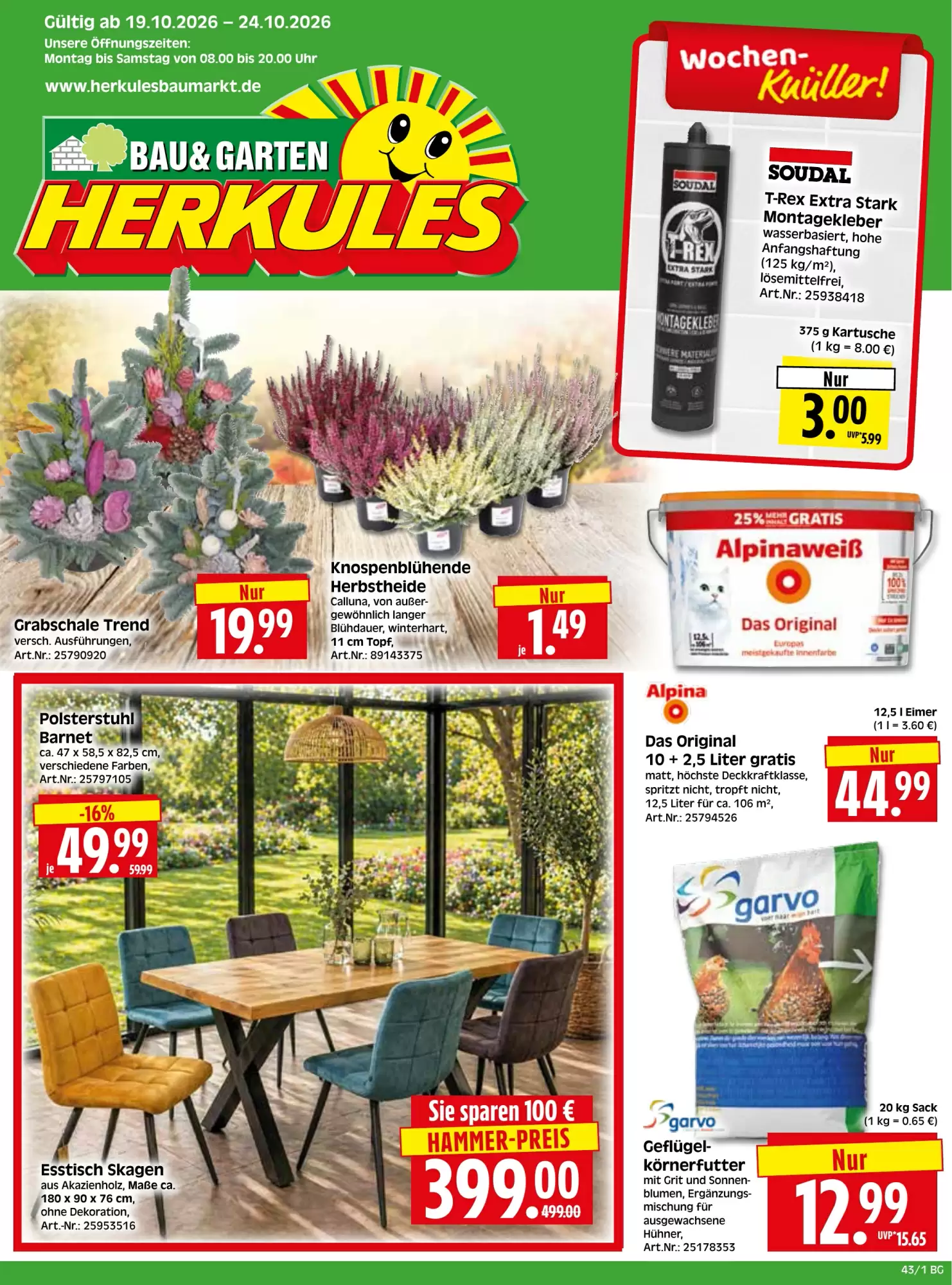 Herkules Baumarkt Prospekt (ab 19.10.2026) zum Blättern - Seite 1