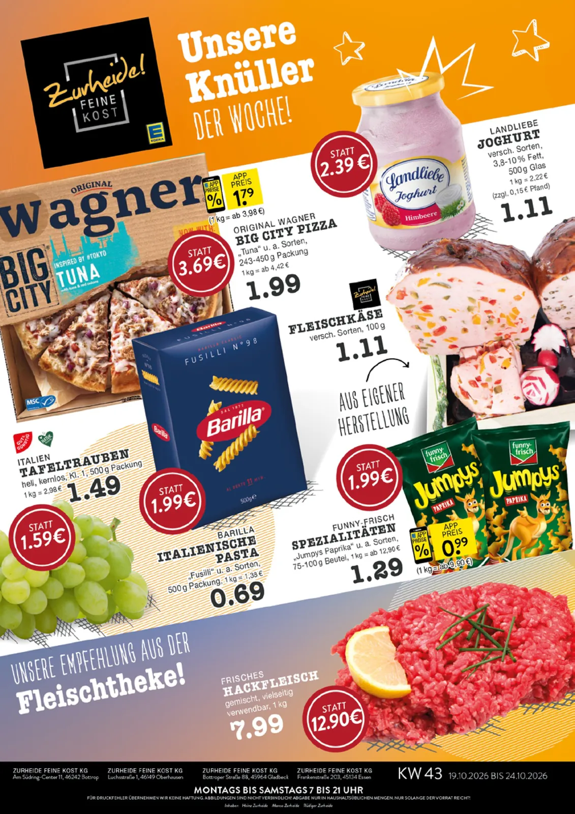 Edeka Zurheide Prospekt (ab 19.10.2026) zum Blättern - Seite 1