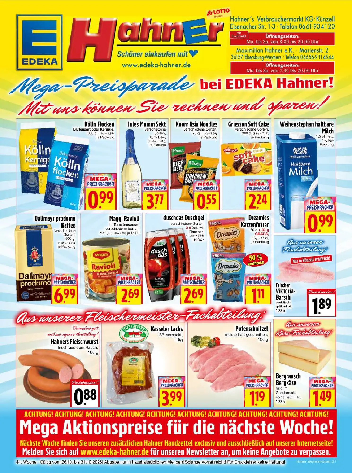 EDEKA Hahner Prospekt (ab 26.10.2026) zum Blättern - Seite 1