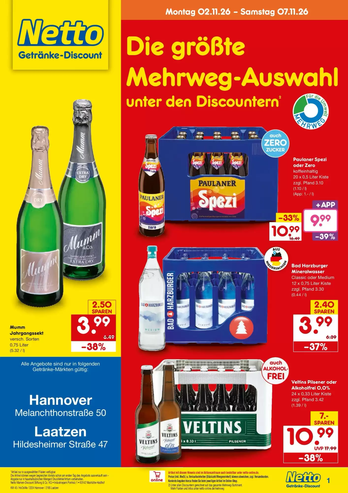 Netto Getränke Discount Prospekt (ab 01.11.2026) zum Blättern - Seite 1