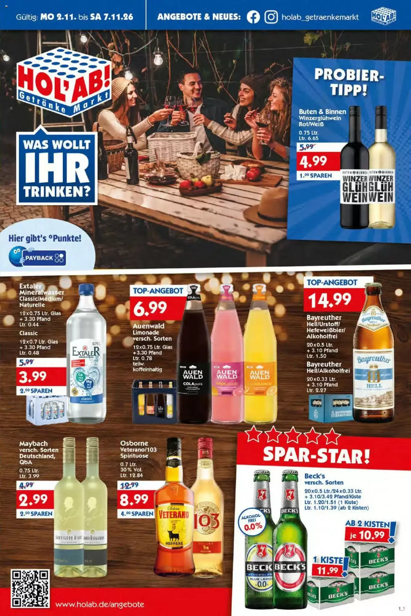Hol'ab Getränkemarkt Prospekt (ab 02.11.2026) zum Blättern - Seite 1